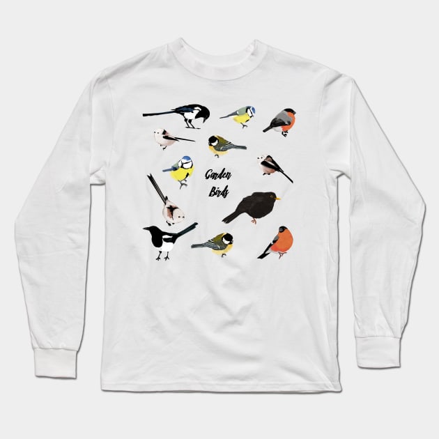 Garden birds Long Sleeve T-Shirt by KatherineBlowerDesigns